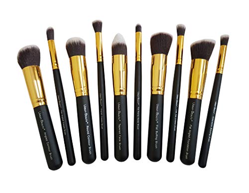 Urban Beauty 10 piece Makeup Brush Set Without Pouch (Black+Gold)