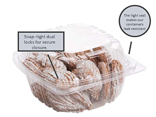 Smygoods Dessert Containers, Disposable Plastic Clamshell Food Containers, Clear Hinged Food Container, 6 X 6 X 3 [50 Pack] #TOP1