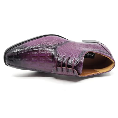 Image of Men's Alligator Crocodile Print Oxford Fashion Lace Up Dress Shoe croco-03