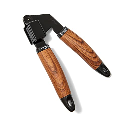 Phantom Chef 5 Piece Kitchen Gadget Set | Pizza Cutter, Egg Whisk, Vegetable Peeler, Can Opener, Garlic Press | Stainless Steel | With Soft Touch Faux Wood Handle | 5 Pcs Cooking Utensil Set (Black) #TOP2