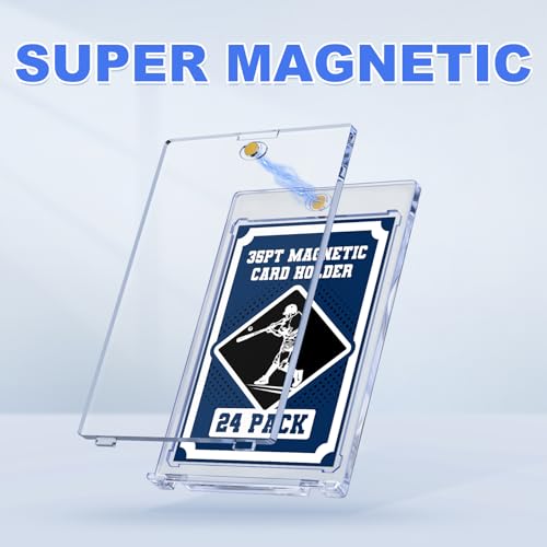 35pt Magnetic Card Holder for Trading Cards, 24 Pack Baseball Cards Protectors Hard Plastic for Collectible Sports Cards Acrylic Display Card Cases Fit 2.5x3.5in by TiopLior - Image 3
