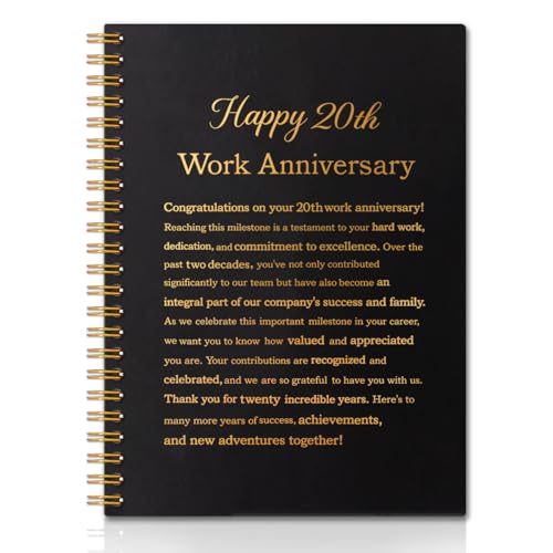 QYUVK Happy 20th Work Anniversary Lined Spiral Notebooks Gifts for Coworker