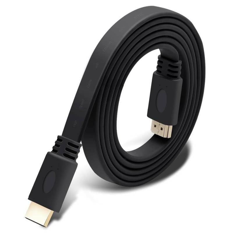 Cable HDMI plano 4K 90 grados, Cable HDMI 1.4, Cable HDMI alta velocidad, 4K Ultra HD 2160p (30 Hz), Cable HDMI contactos dorados, Compatible PC, PS4, PS5, Xbox, Smart TV, Negro, 30 cm