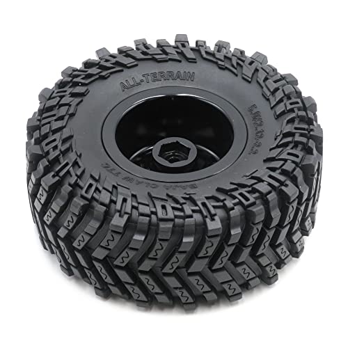 Hobbysoul 4Pcs Rc 2.2 Tires Height 127Mm/5.0Inch Tyres & Aluminium Ghosts 2.2 Beadlock Wheels Rims Black/Silver Color For Rc Mud Crawler All Terrain Trx4 Gen8 Capra Wraith,(Assembled) #TOP3