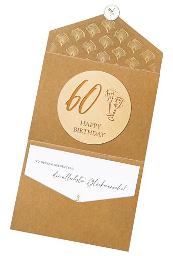 Joli Coon Geburtstagskarte 60, mit Klappkuvert und Siegelaufkleber