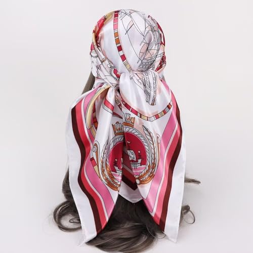 Silky Head Scarf Lightweight Satin Hair Scarf Printed Square Scarf Bandanas Fashion Neck Tie for Women 35 Inches2