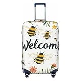 Gjieliness Travel Luggage Covers,Bumblebees With Wildflowers And Leaves Thicker Elastic Suitcase Cover Dustproof Baggage Cover Scratch-Resistant Suitcase Cover Protector Fit 22-24 Inch Luggage Medium
