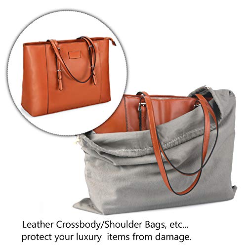 Plasmaller Dust Cover Storage Bags Purified 100% Cotton Flannel With Drawstring Pouch For Handbags Purses Pocketbooks Shoes Boots Set Of 3 (Grey) #TOP2