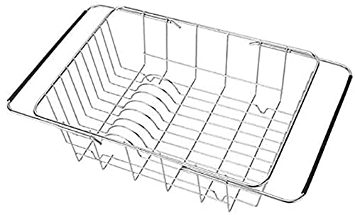 Cesta de drenaje para fregadero de acero inoxidable, extensible, escurridor antioxidante, utensilio de cocina (red plana) DAKSL (color: red plana) organizador de banco (red arqueada)