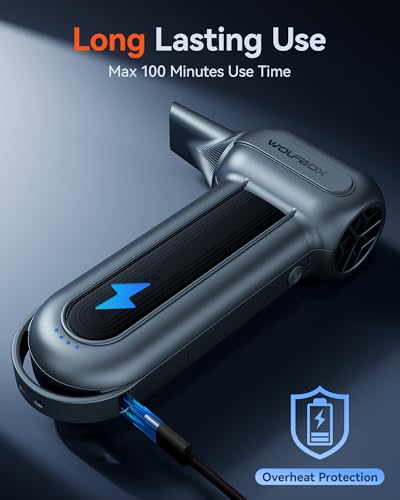 undefined WOLFBOX MF100 Electric Air Duster-150000RPM Super Power Cordless Air Duster, Rechargeable Brushless Motor Durable Blower, 3-Gear Adjustable Dust Blower for Computer, Keyboard, Outdoor, House and Car の商品画像 7