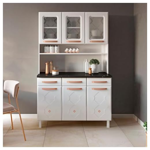 Armário de Cozinha em Aço Triplo 6 Portas 3 Gavetas Mirage New Telasul Branco