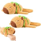 Simgoing 2 Pcs Capybara Slap Bracelets Plush Stuffed Animal Slap Bracelets 8.5'' Wrist Capybara Toy for Christmas Birthday Party Favor Supply Gift(Turtle Bag)