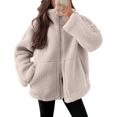 ジャケット・アウター andmary Fluffy zip up jacket beige 71h9iRYc5kL._AC_UY350_.jpg