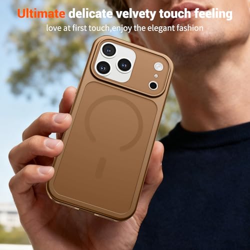 Image of SUPFINE Magnetic for iPhone 17 Pro Case Brown | (Compatible with MagSafe)(Military Grade Drop Protection)(Camera Protection)Translucent Matte Phone Cover