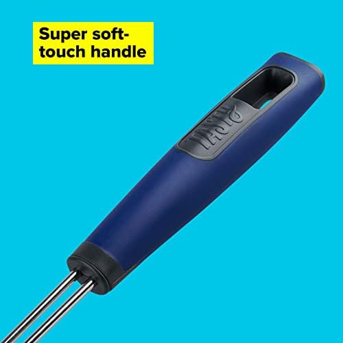 Tasty Kitchen Skimmer with Spider Head, Stainless Steel Kitchen Strainer with Soft-Touch Handle, Spider Strainer, Wire Mesh Spoon, Dimensions: 40 x 13 x 8.5 cm Colour: Dark Blue, Silver