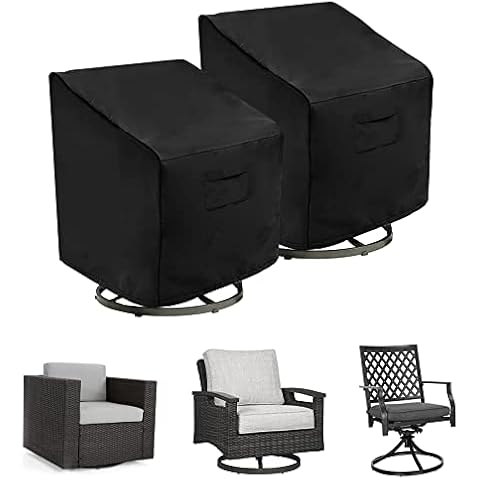 WOMACO Patio Swivel Chair Cover Waterproof Outdoor Swivel Chair Slip Covers Outside Small Large Oversized Wicker Lawn Club Chair Furniture Protector (31" Wx31 Dx38 H(2 Pack)) Cover