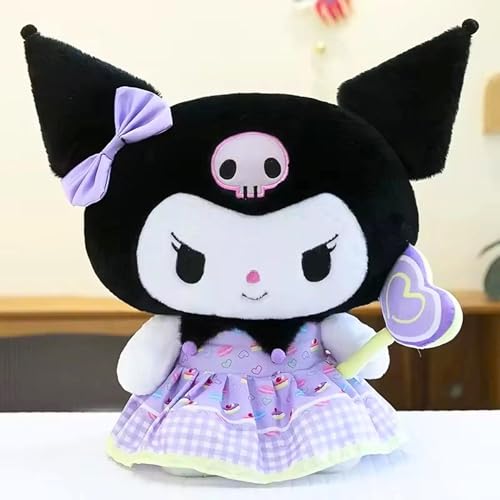 Image of Tickles Cute Anime Doll with Candy Soft Stuffed Plush Cartoon Character Toy for Kids Boys & Girls Birthday Gift (Color: Purple & Black Size: 25 cm)