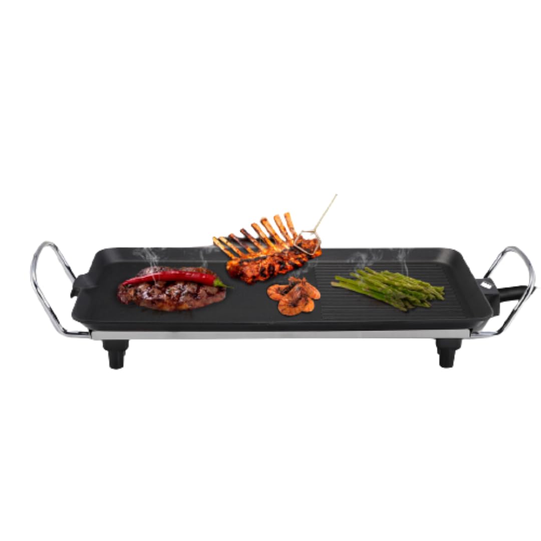 Plancha de Asar 1500 W Potencia, 47 X 27 CM, 230V, Termostato Ajustable, 5 Ajustes de Temperatura