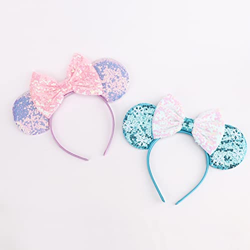 Image of DRESHOW Mouse Ears Bow Headbands Glitter Party Decoration Cosplay Costume for Women