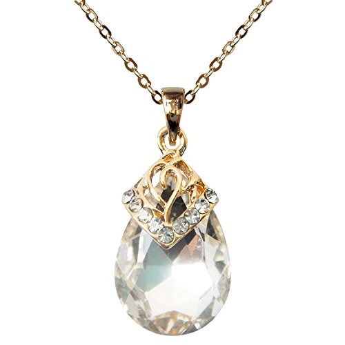 Navachi 18 carats Métal de base plaqué or 18 ct Poire Blanc Oxyde de Zirconium