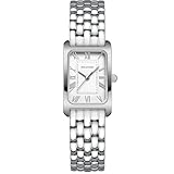 HOLSTOUR Watches for Women Vintage Bracelet White Roman Dial Rectangular Case Silver Watch Waterproof with Tools