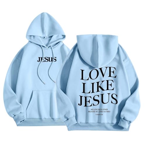 Love Like Jesus Hoodies for Men Bible Verse Inspirational Pullover Tops Oversized Long Sleeve Fashion Outfits 2025