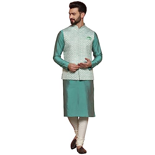 Ensemble ethnique Kurta Churidar et veste verte pour les mariages
