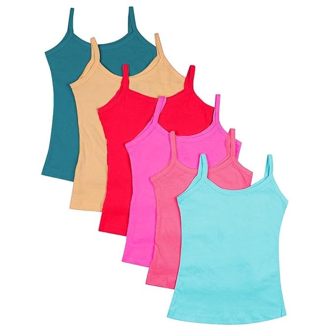 OK INTERPRISES Women's Regular Fit Cotton Camisole Slip Pack of 6 White-picture-30