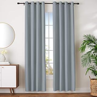 Amazon Basics Room Darkening Blackout Window Curtains with Grommets - 52" x 96", Dark Grey, 2 Panels
