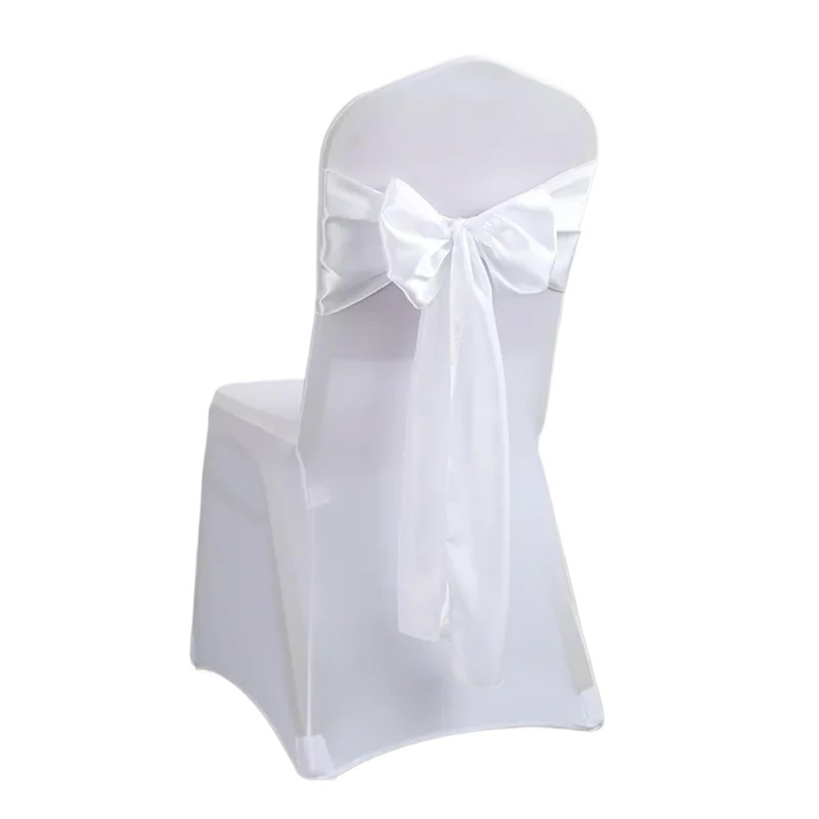 RRYPBOVG Chair Ribbon 10/50pcs Satin Chair Sash Bows Cover Ribbons For Wedding Banquet Party Event Graduation Ceremony Decoration(White,50pcs)