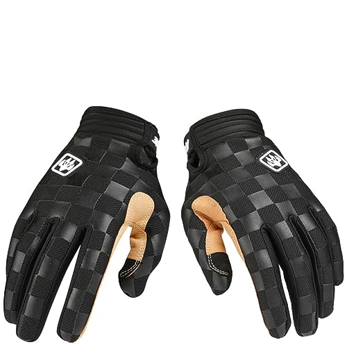 EXCEREY Checkerboard Cycling Gloves Mountain Bike Gloves with Gel Padding Breathable Mesh for Men/Women All-Season Mountaineering (Black L)