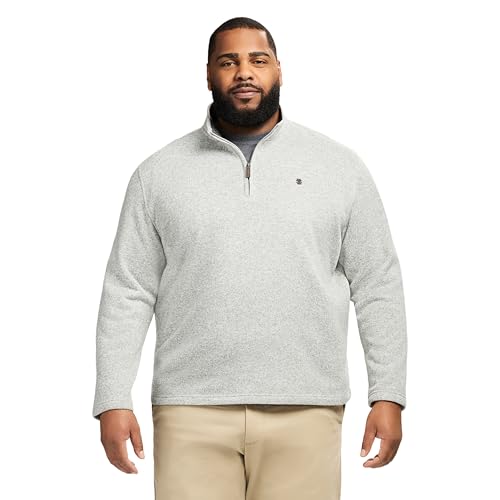 Image of Izod Men's Big and Tall Thermosoft Quarter Zip Sweater Fleece Pullover, Lt Heather Gray, XXXXL