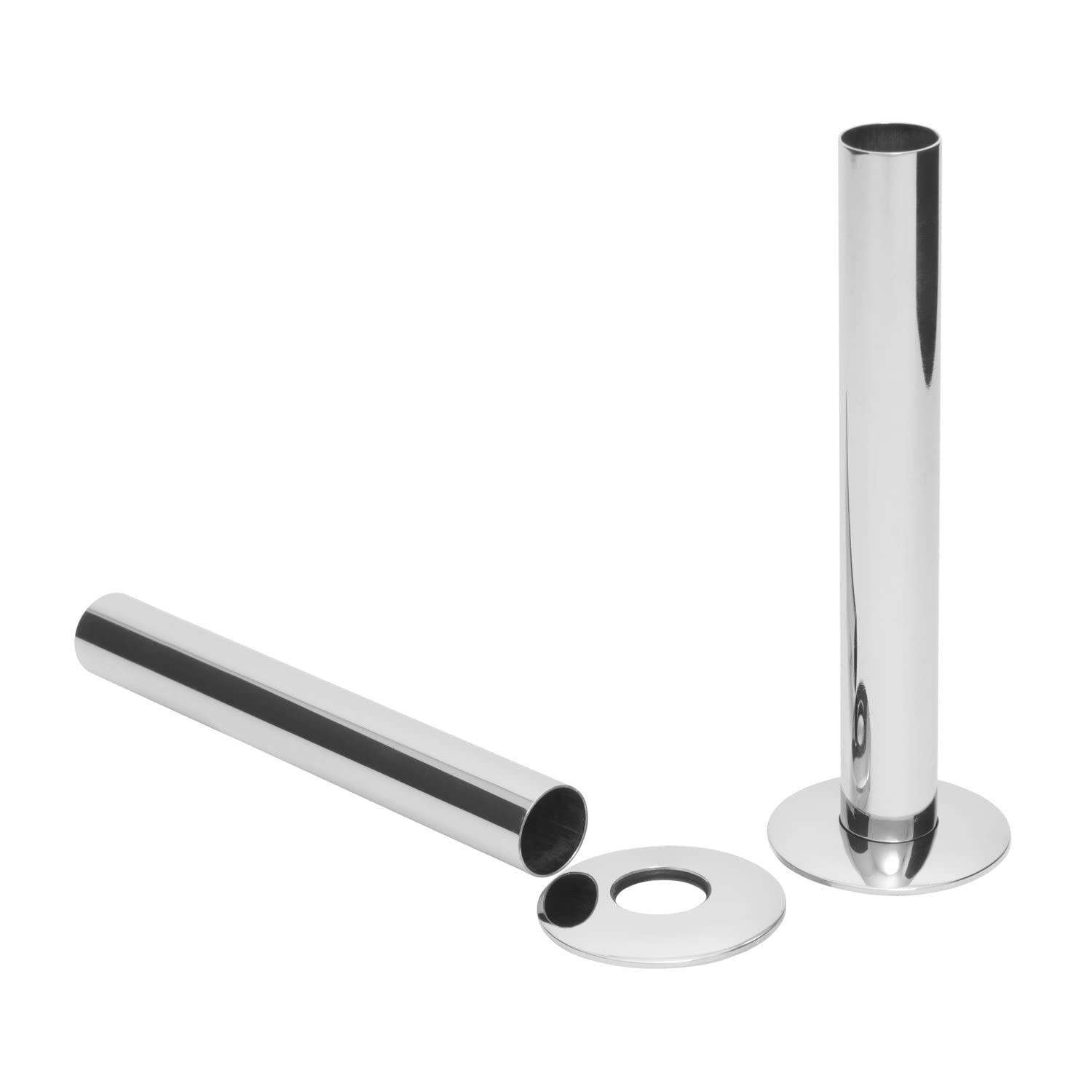 Valve Kings Chrome Pipe Shrouds & Collars Pair For Radiators & Towel Rails 130Mm