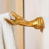 IndianShelf Unique Brass Hand Shape Wall-Mounted Hooks Decorative Palms Up Entryway Heavy Duty Hook Room Décor for Hanging Coats, Key, Towel, Purses, Scarves, Jewelry, Bag Wall Hanger for Home Storage