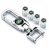 Autoschlüssel Schlüsselanhänger aus Metall+4 Autoventil Kappe für Land Rover Discovery Range Rover Sport Defender Land Cruiser LR2 LR3 LR4,Auto Schlüsselanhänger/Auto Ventilkappen mit Logo
