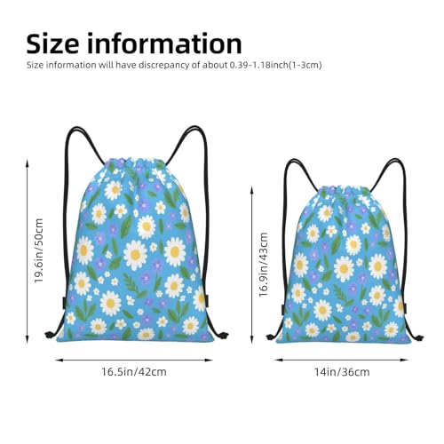 Daisies Blue Green Drawstring Backpack Bags Gym Sport Sack Drawstring Bag For Sport Camp Travel Dance2