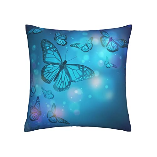 Varun Throw Pillow Covers Fantasy Blue Butterflies Design Square Pillowcase For Home Decor Sofa Car Bedroom Pillow Case 18X18Inch #TOP1