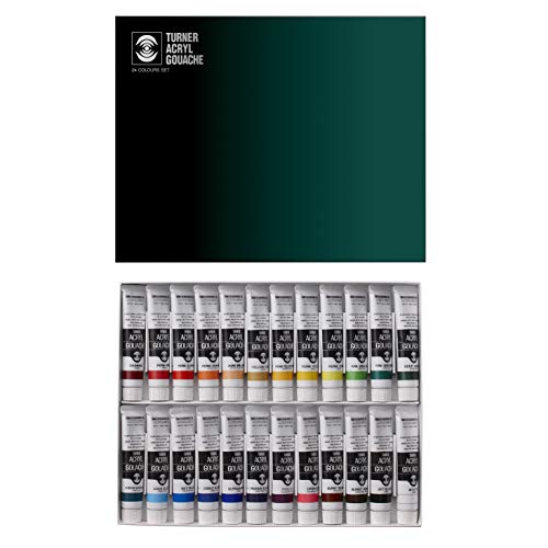 Turner Acrylic Paint Set Artist Acryl Gouache - Super Concentrated Vibrant Acrylics Fast Drying Velvety Matte Finish - [Set of 24 | 20 ml Tubes]