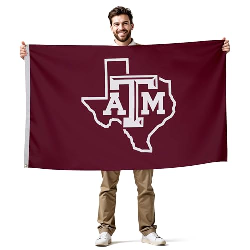 Texas A&M Aggies College Sports Printed Flag - NCAA Licensed - Nylon - School Banner (Maroon White) (3 x 5)