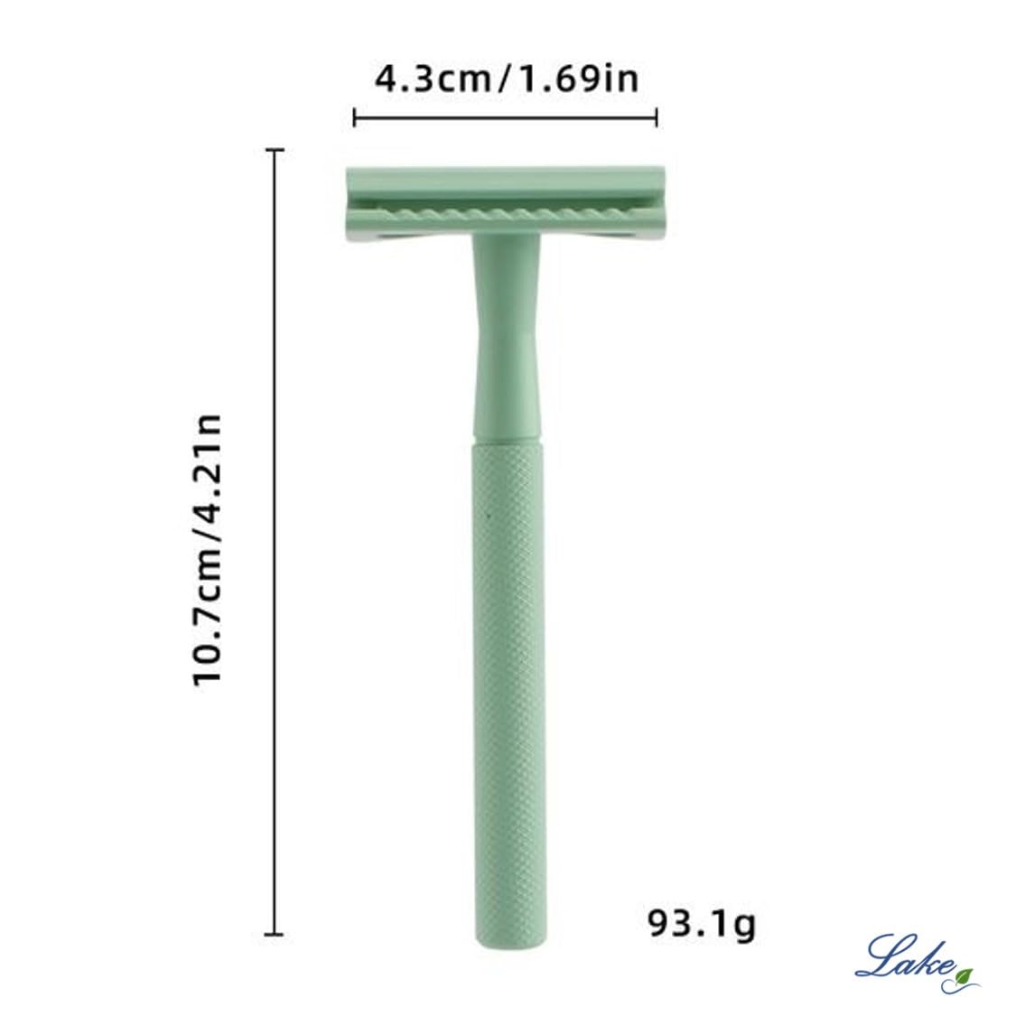 Lake Reusable Metal Safety Razor | Brass handle | for Women and Men | Plastic-free | Includes five razor blades (Green) 3