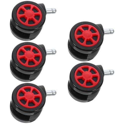 PLAFOPE Set 5 Rotelle Girevoli per Sedie da Ufficio Stelo Ruote per Pavimenti in Legno Duro e Moquette Ricambio per Mobili da Ufficio Alta Capacità di Carico Movimento Fluido per Spazi