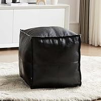 Louis Donné Fußhocker Fußkissen Sitz Pouf für Sitzsäcke Quadratisches Fußhocker Holster Bodenkissen für Kinder und Erwachsene Fußablage Sitzkissen Sitzhocker 45x45x45cm (Hellbraun)(ONLY Cover)