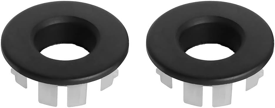 2 PCS Sink Overflow Ring - Brass Overflow Hole Cover Insert - Round Basin Overflow Trim Cap Replacement for Kitchen Bathroom (Black)