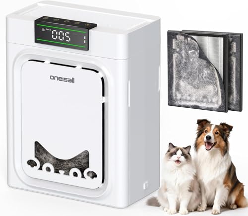 oneisall Purificatore D'Aria Per Animali Domestici, Filtri HEPA Lavabili Su Entrambi I Lati, Per Grandi Ambienti Fino A 204 m², Elimina Peli, Odori, Allergeni, Forfora, Fumo & Polvere, PP02