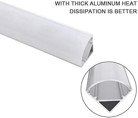 Jirvyuk Led Aluminum Profile, 6 Pack 1m/3.3ft V Shape LED Channel, Led Diffuser, Aluminum Extrusion for LED Strip Lights with Cover, End Caps and Metal Mounting Clips (Milky White)