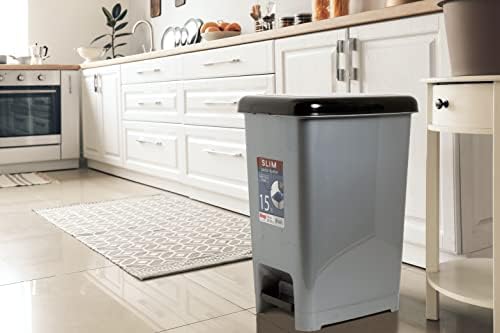VR7 High Grade Plastic Pedal slim Waste Rubbish Kitchen Bin Dustbin (15L)