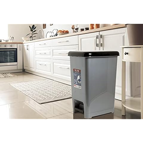 VR7 High Grade Plastic Pedal slim Waste Rubbish Kitchen Bin Dustbin (15L) Cover
