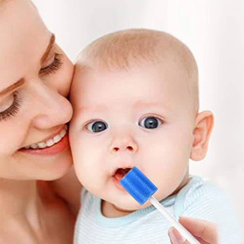 100 Stück Einweg Mundpflege Schwamm,Tragbare Mundschwamm Einweg,Mundpflegestäbchen für Reinigung Zahnkliniken 13,5cm (Blau)