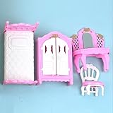 KARLOR Dollhouse Furniture Set, 4 Piece Miniature Furniture Set, Pink Bed Dressing Table Cabinet Chair, 1:12 Dollhouse Accessories Mini Furniture Bedroom Girls Doll Furniture (Bedroom) - Image 6