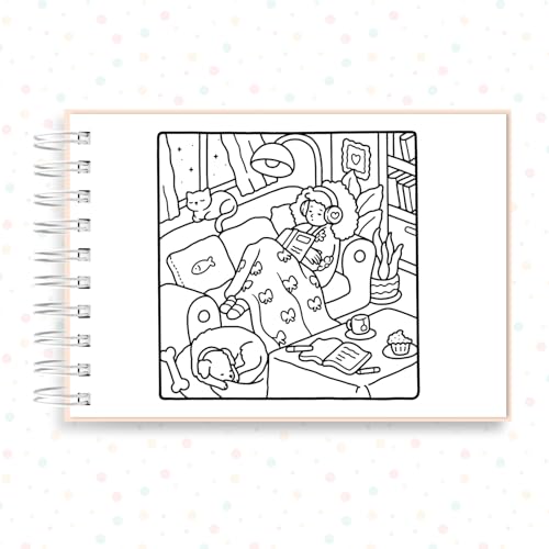 Livro de Colorir Girl Moments 40 Folhas 180 Gramatura Capa Dura Caderno Desenho Pintura Momentos de